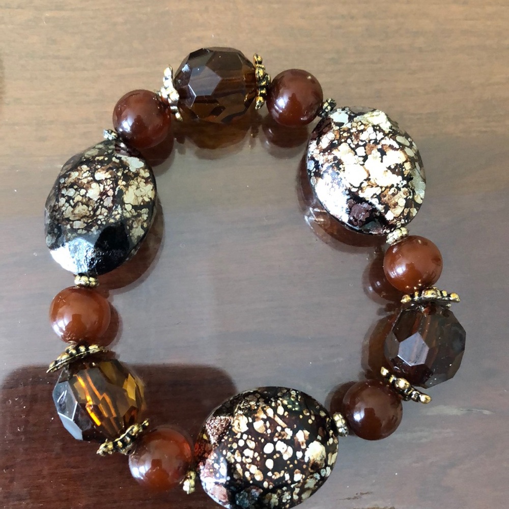 ADD ON ONLY Brown and Gold Stretchy Bracelet